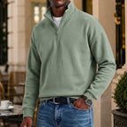 Men's Stylish Casual Cotton Long-sleeved Quarter-Zip Sweatshirt