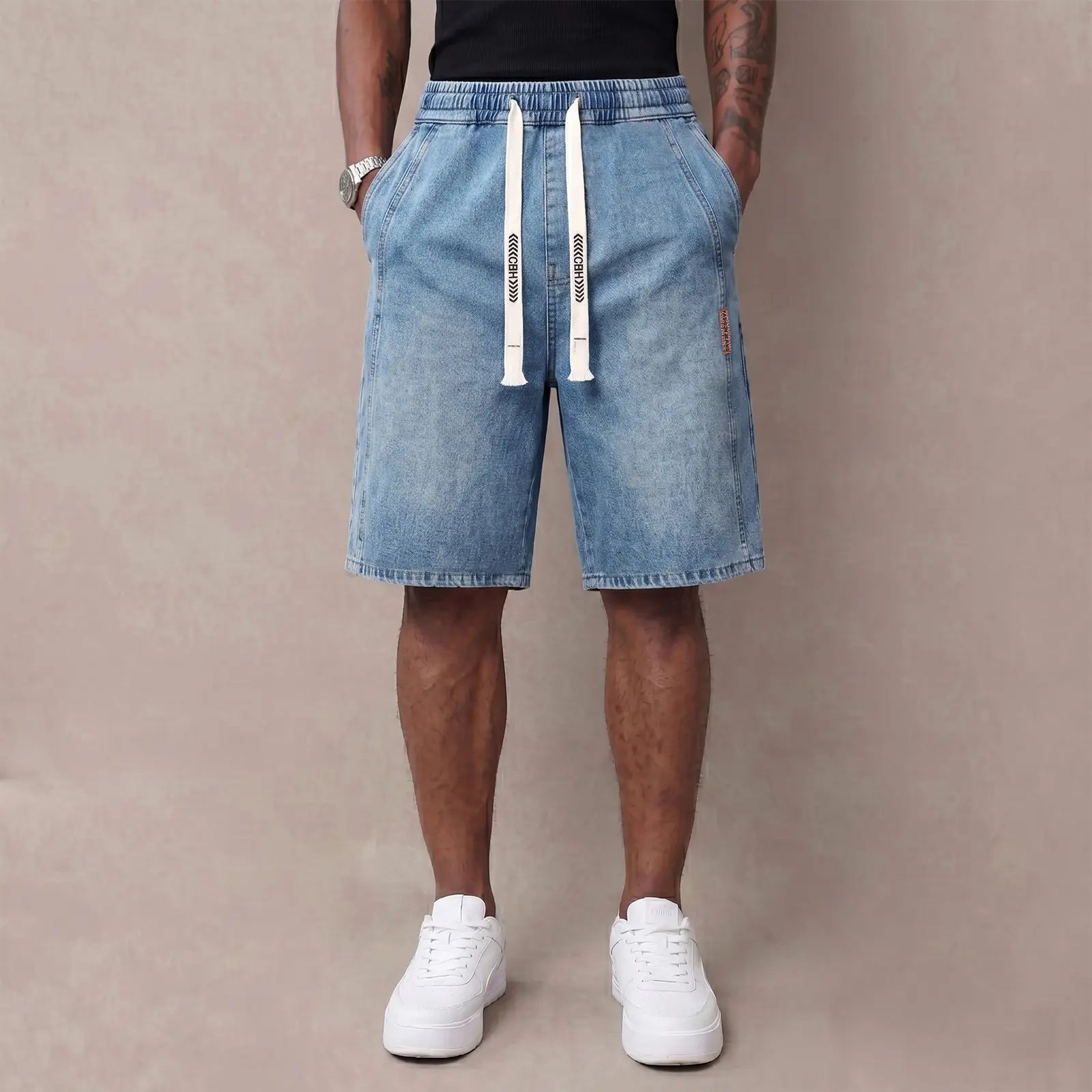 Shorts légers en jean pour hommes - Pantalons d'été extensibles et tendance