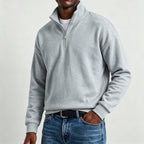 Men's Stylish Casual Cotton Long-sleeved Quarter-Zip Sweatshirt