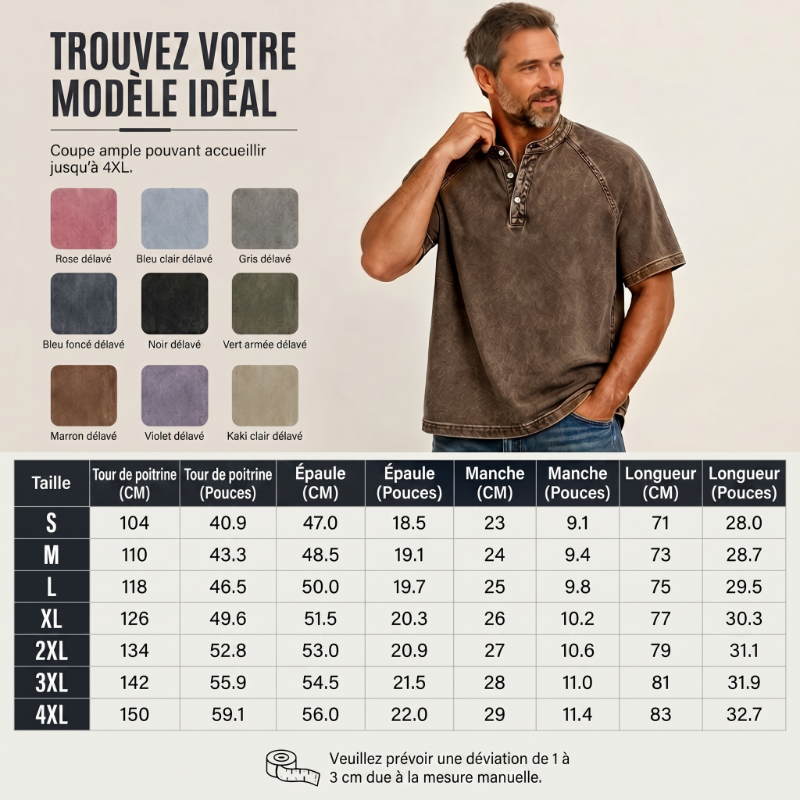 Men's Casual Short Sleeve Mandarin Collar Shirt