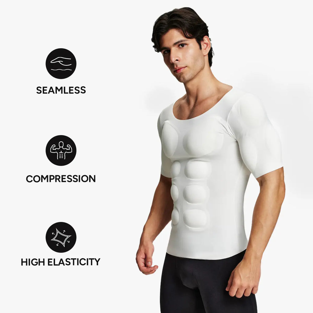 Nahtloses Muskelshirt für Herren mit herausnehmbaren Brustpolstern