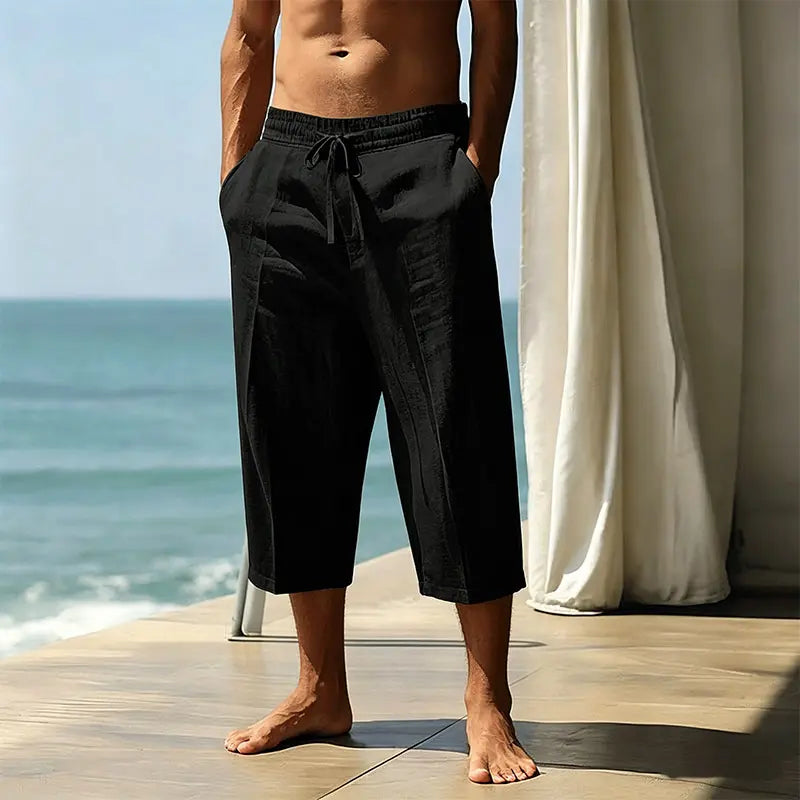 Short mi-long homme en lyocell et lin – Coupe ample, respirant et léger