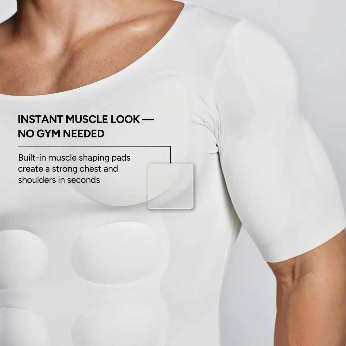 T-shirt sans coutures ajusté pour homme avec coussinets amovibles au niveau de la poitrine