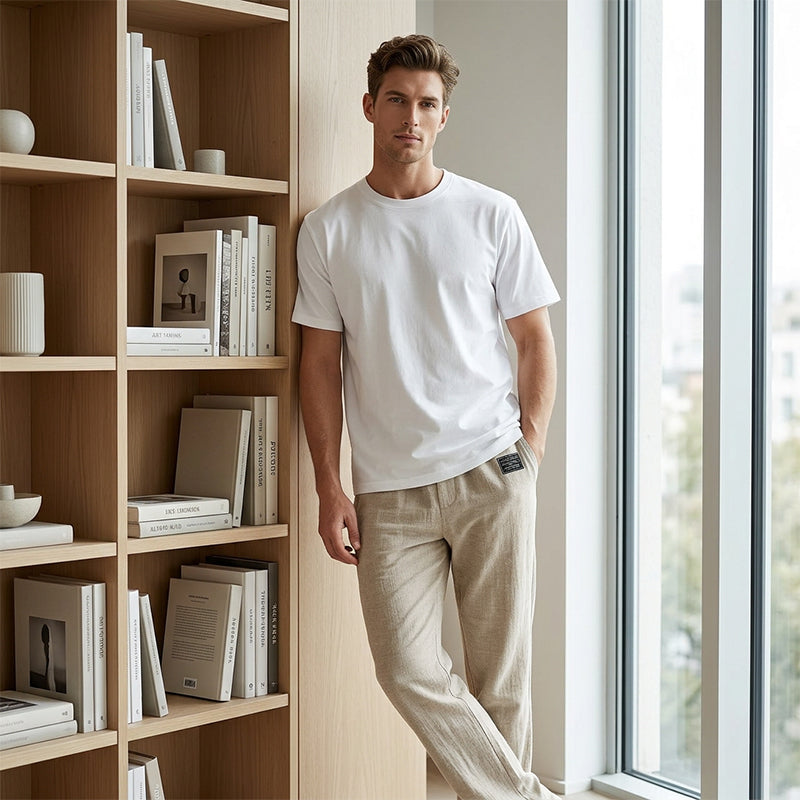 Pantalones clásicos de lino para hombre