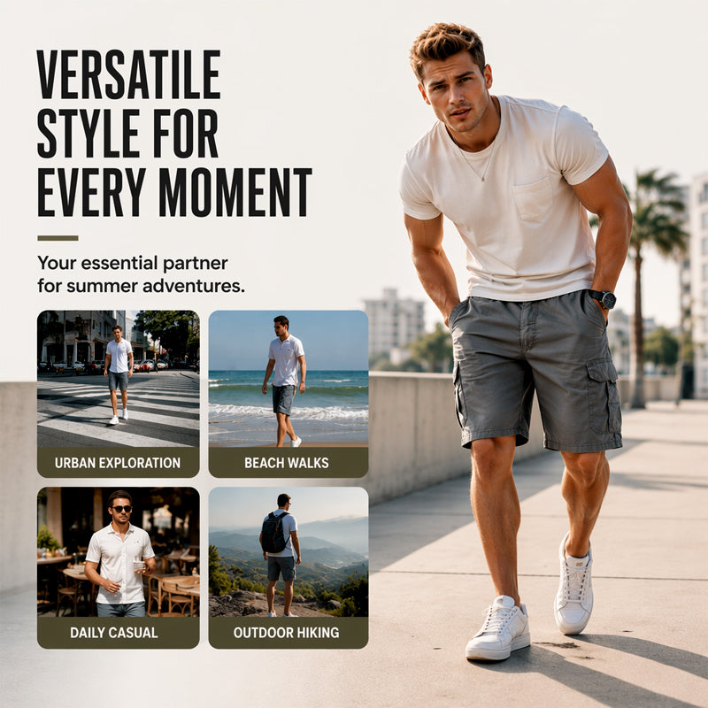 📢📢50% OFF !! ⏰Men's Cargo Shorts – Elastic Waist, Multi-Pocket, Durable 🍁