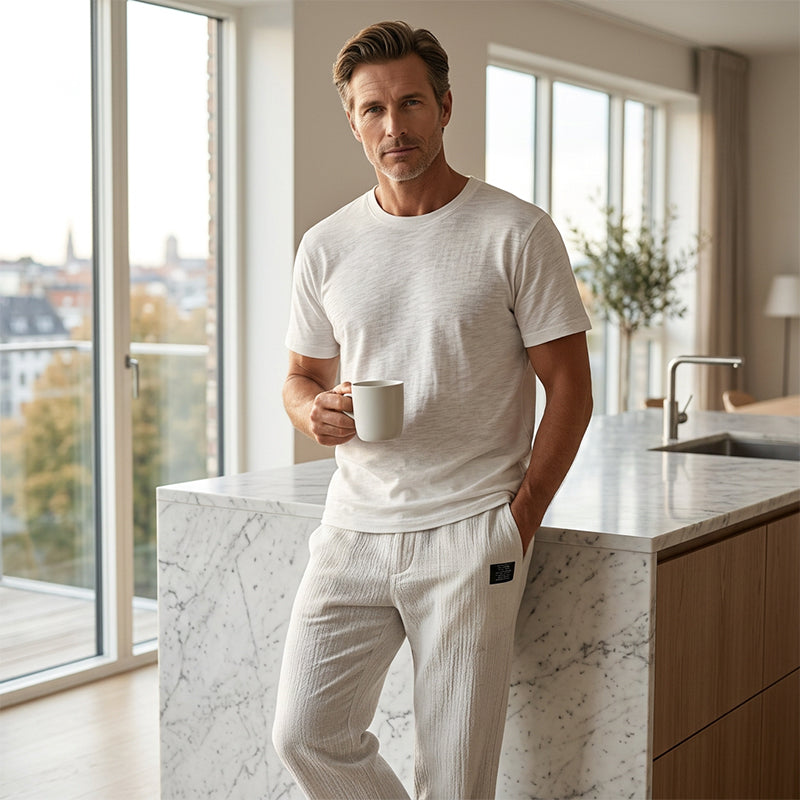 Pantalones clásicos de lino para hombre