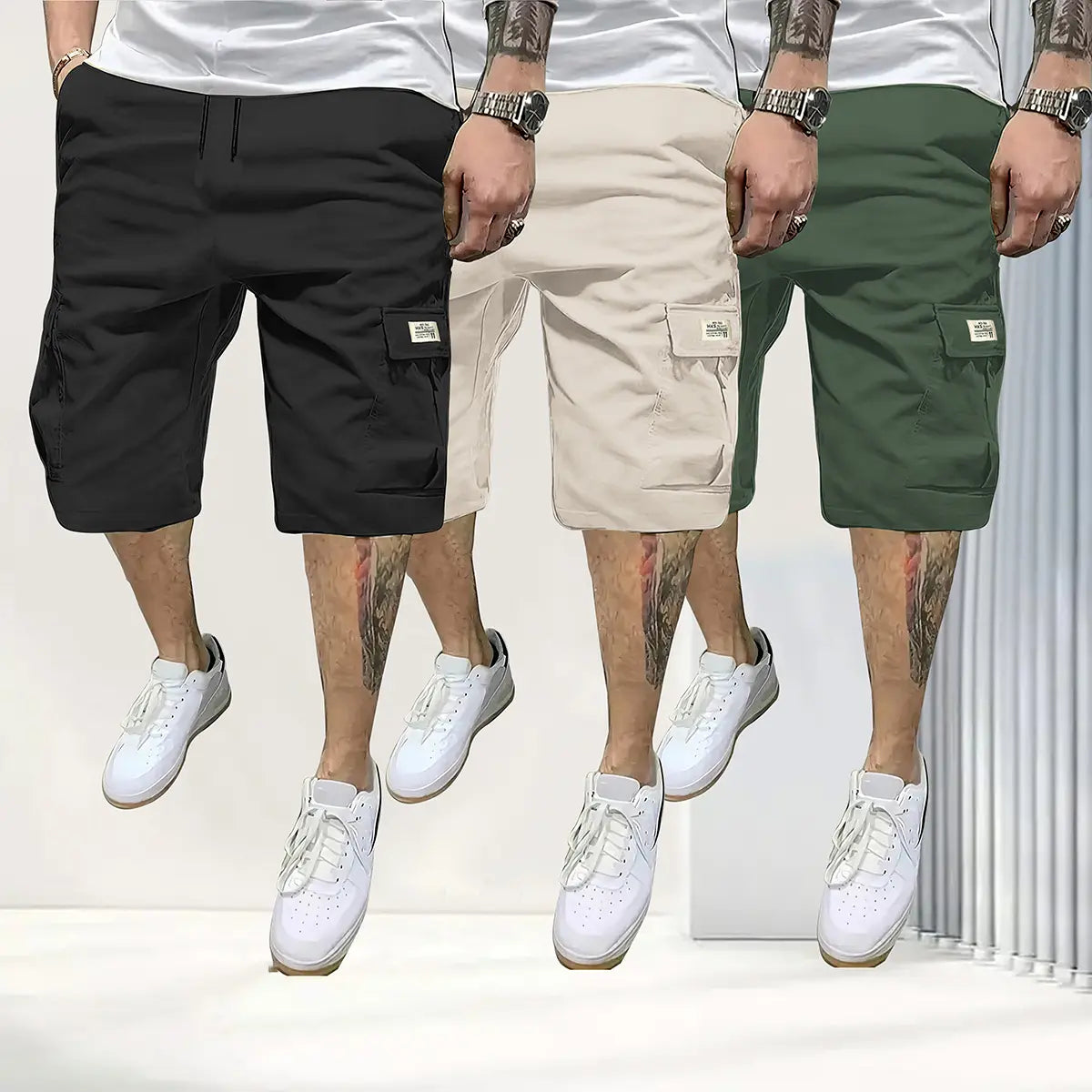 Men’s 3-Pack Breathable Drawstring Shorts with Pockets