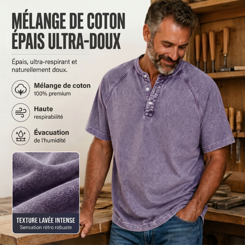 Men's Casual Short Sleeve Mandarin Collar Shirt