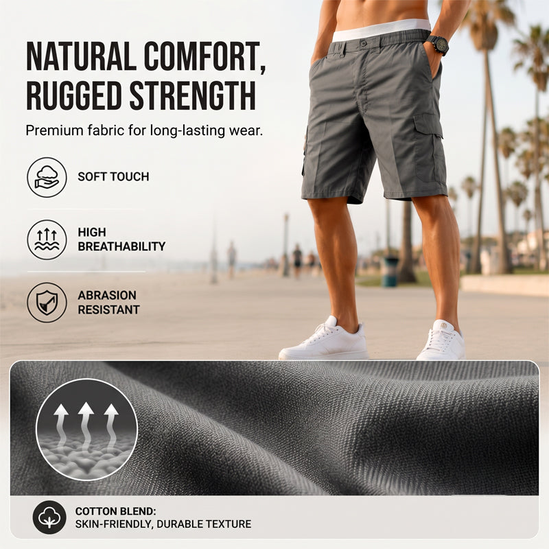 📢📢50% OFF !! ⏰Men's Cargo Shorts – Elastic Waist, Multi-Pocket, Durable 🍁