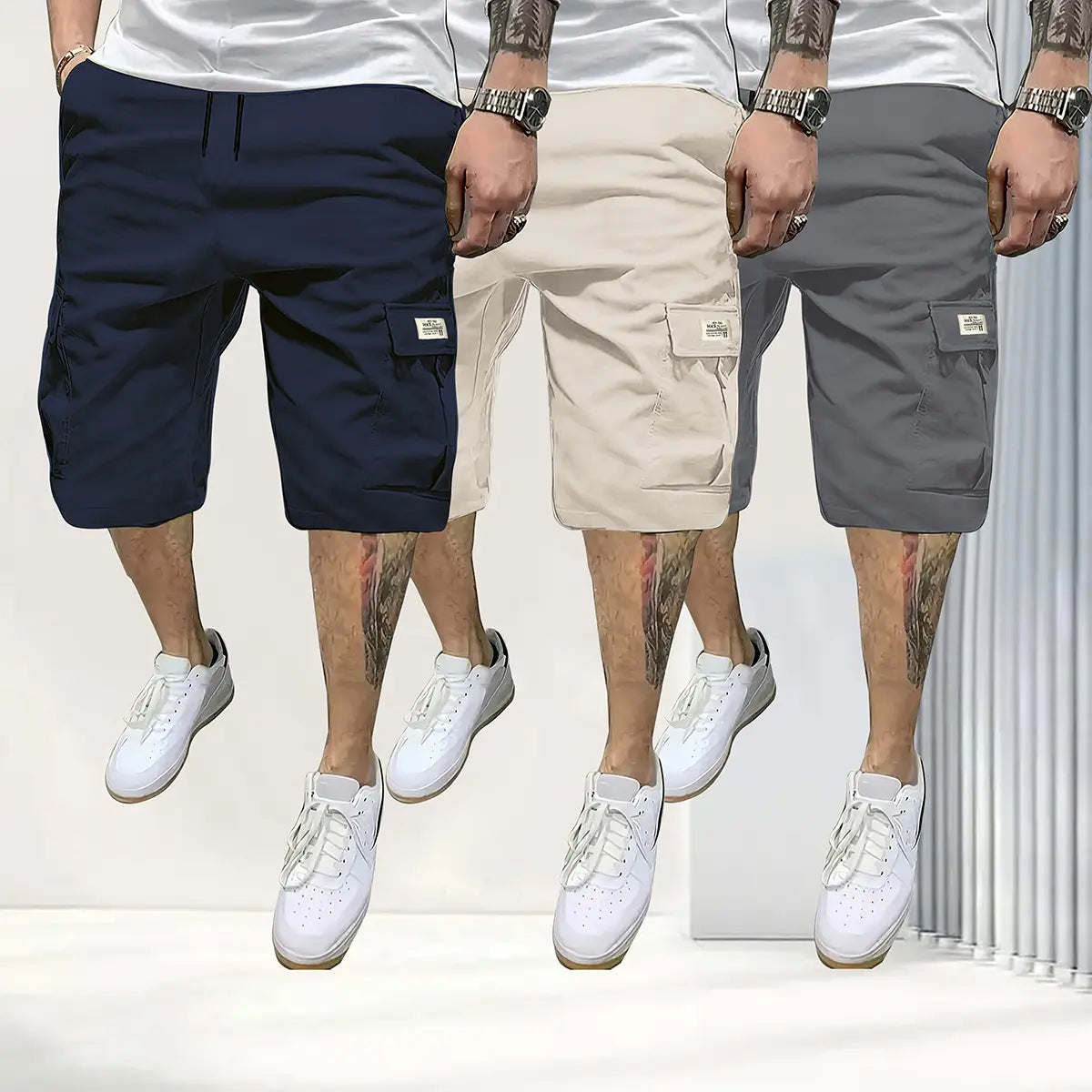 Men’s 3-Pack Breathable Drawstring Shorts with Pockets