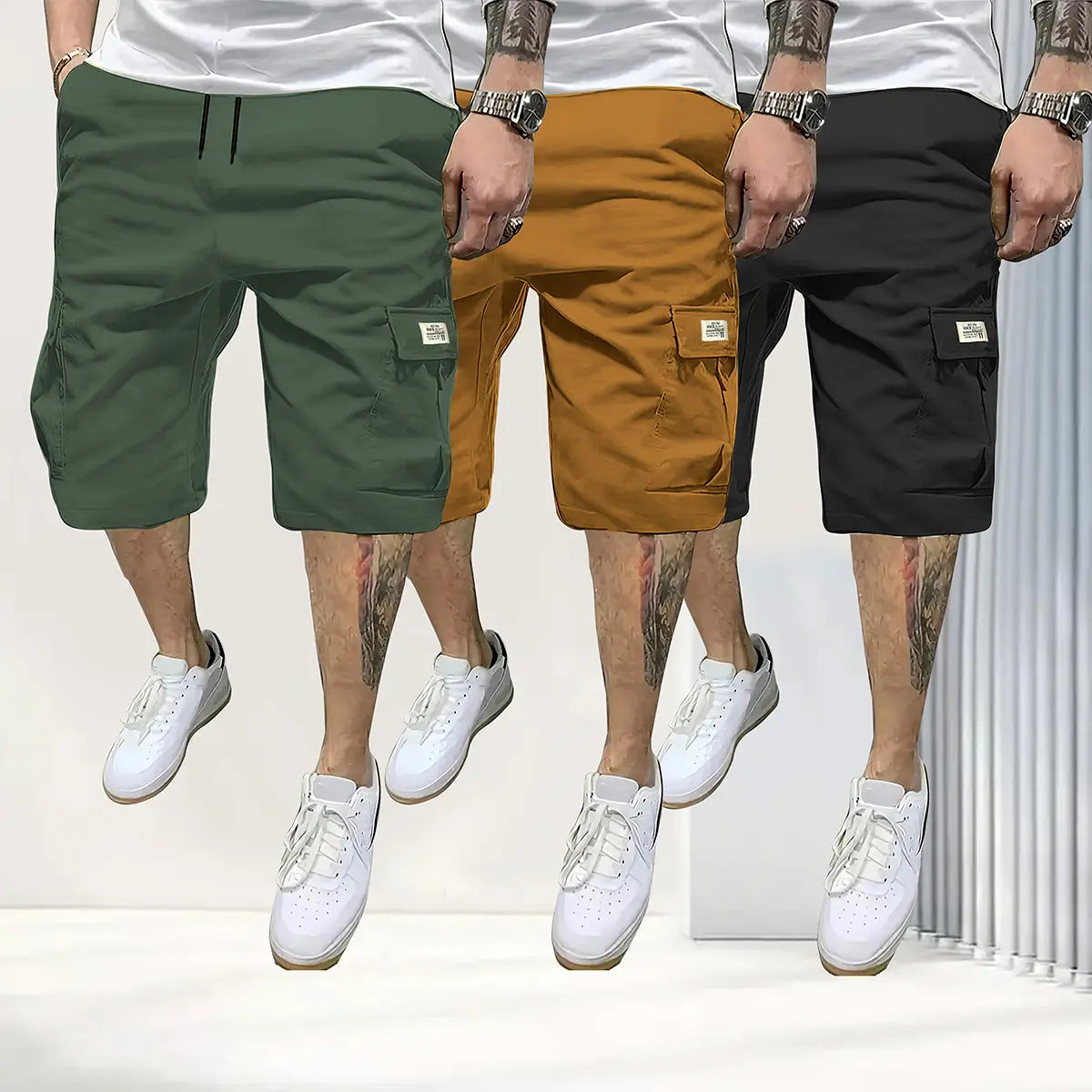 Men’s 3-Pack Breathable Drawstring Shorts with Pockets