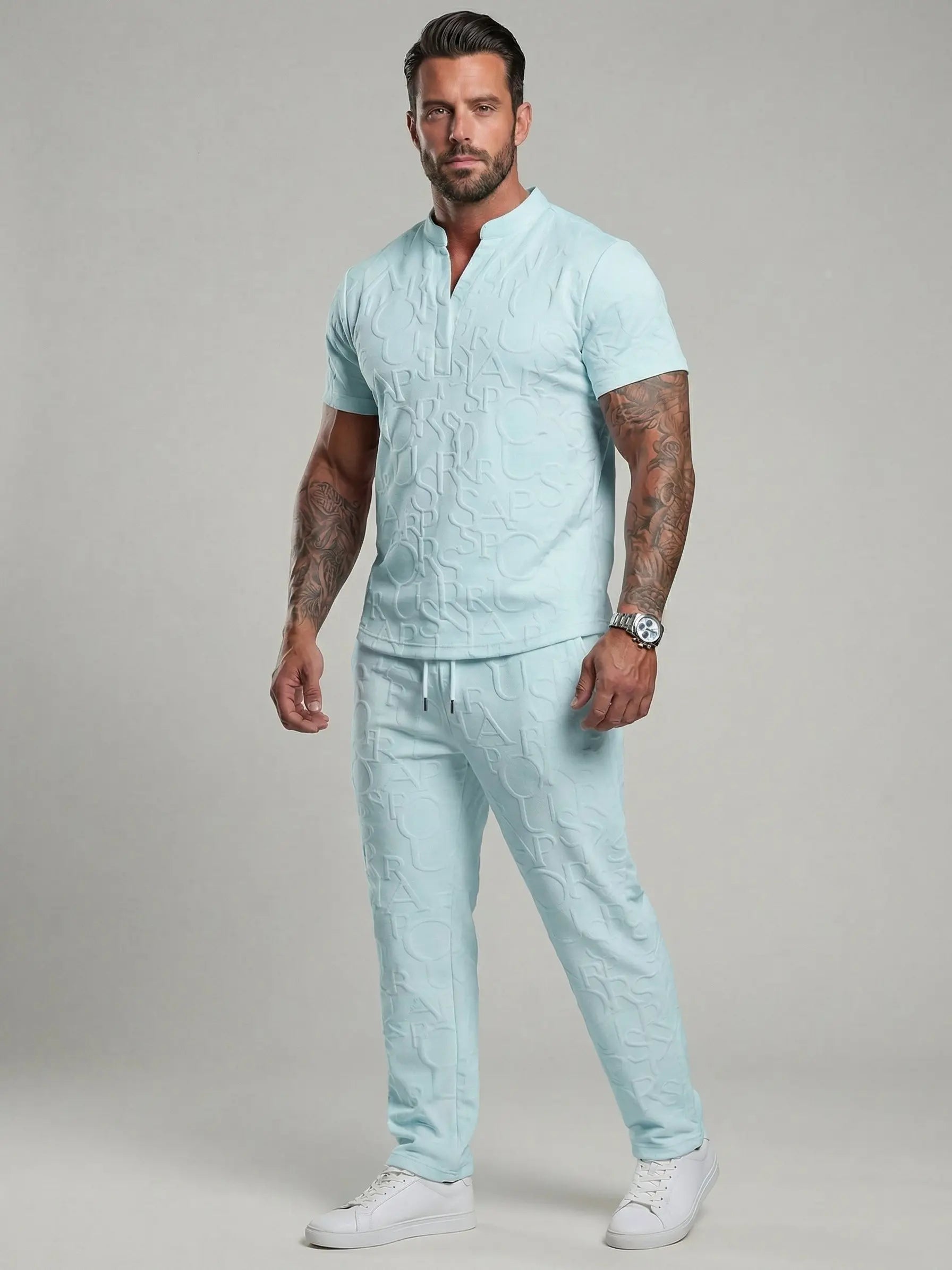 Men's Textured Tee & Pants 2-Piece Set