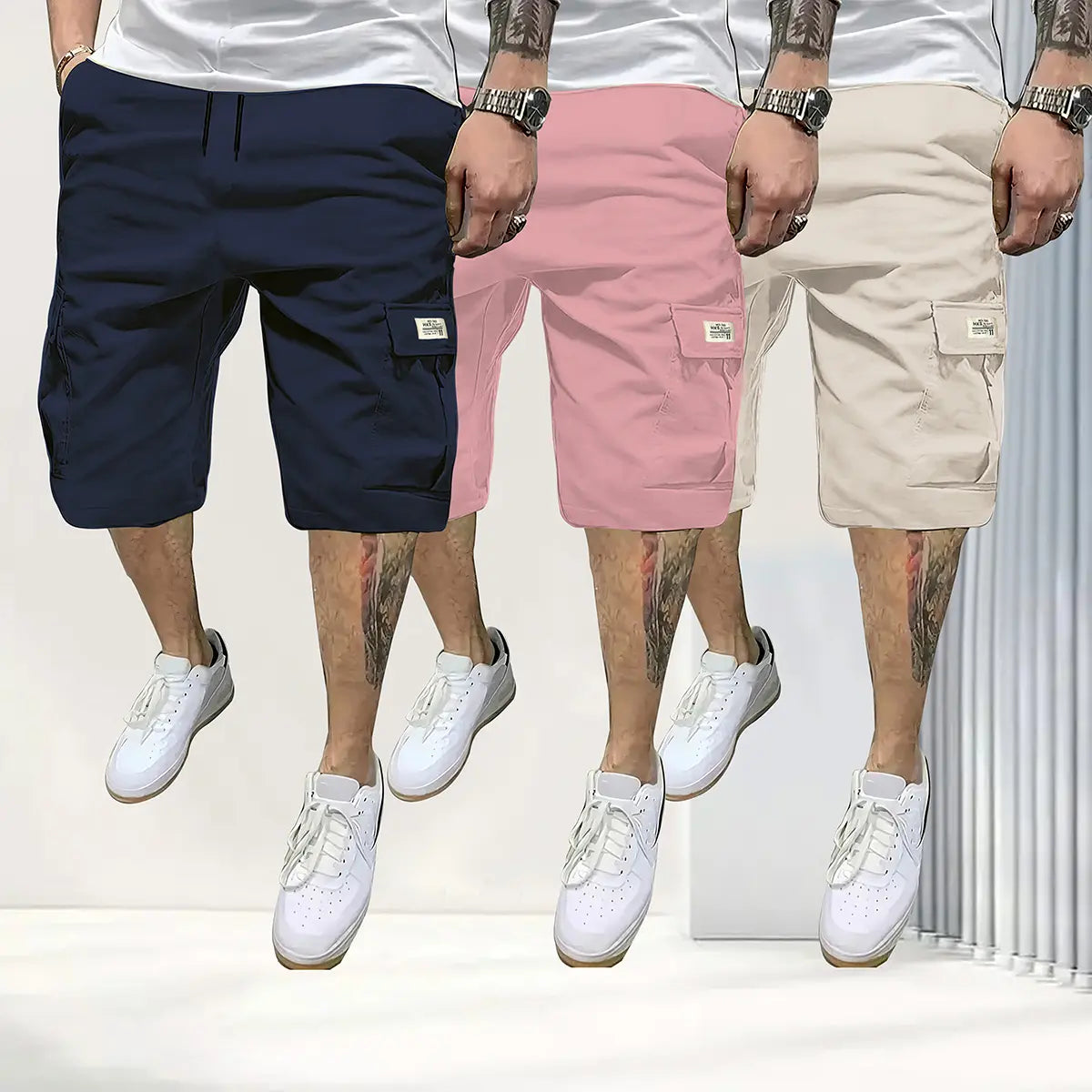 Men’s 3-Pack Breathable Drawstring Shorts with Pockets