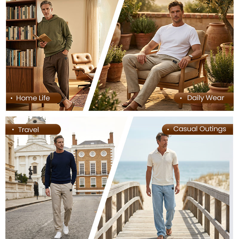 Pantalones clásicos de lino para hombre