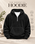 Men's Premium Textured Half-Zip Hoodie – Cozy Relaxed Fit Casual Pullover Sweatshirt