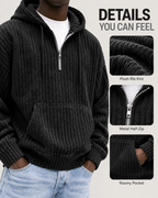 Men's Premium Textured Half-Zip Hoodie – Cozy Relaxed Fit Casual Pullover Sweatshirt