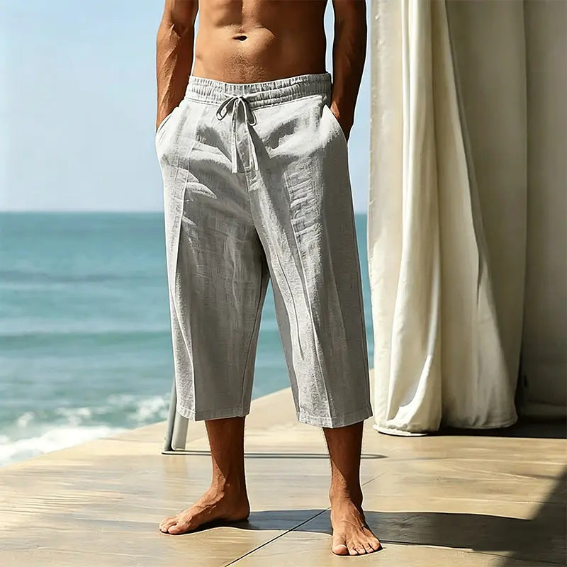 Short mi-long homme en lyocell et lin – Coupe ample, respirant et léger