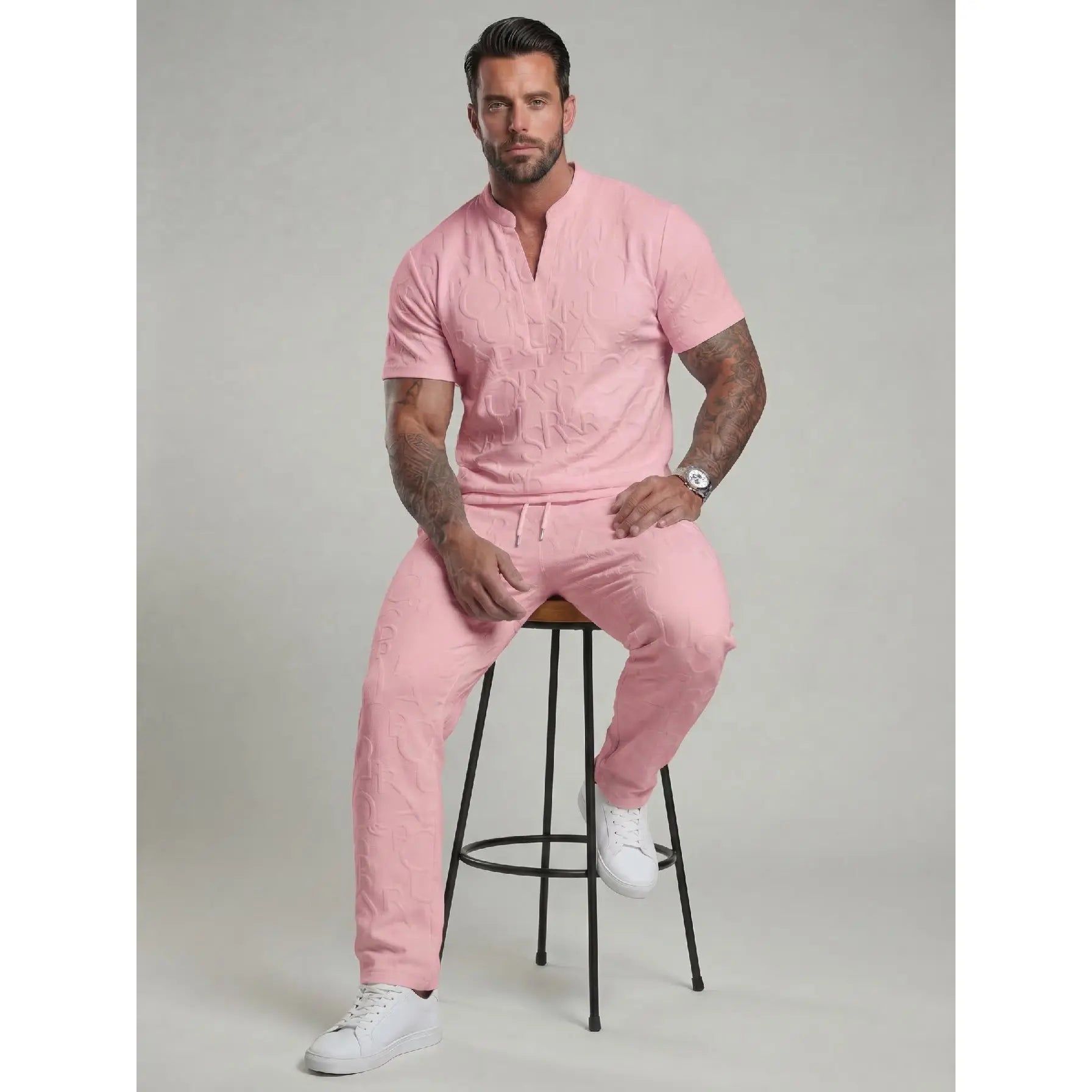 Men's Textured Tee & Pants 2-Piece Set