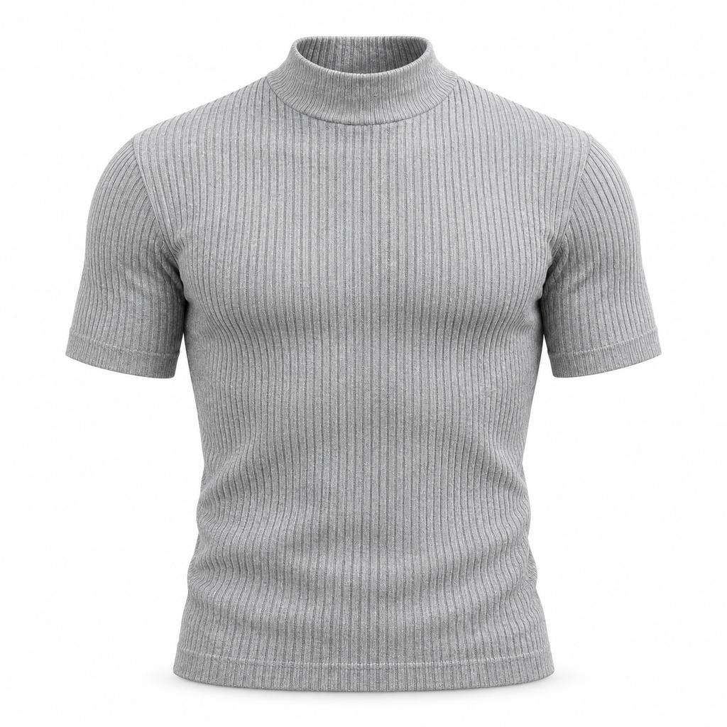 Men's Premium Ribbed Mock Neck T-Shirt