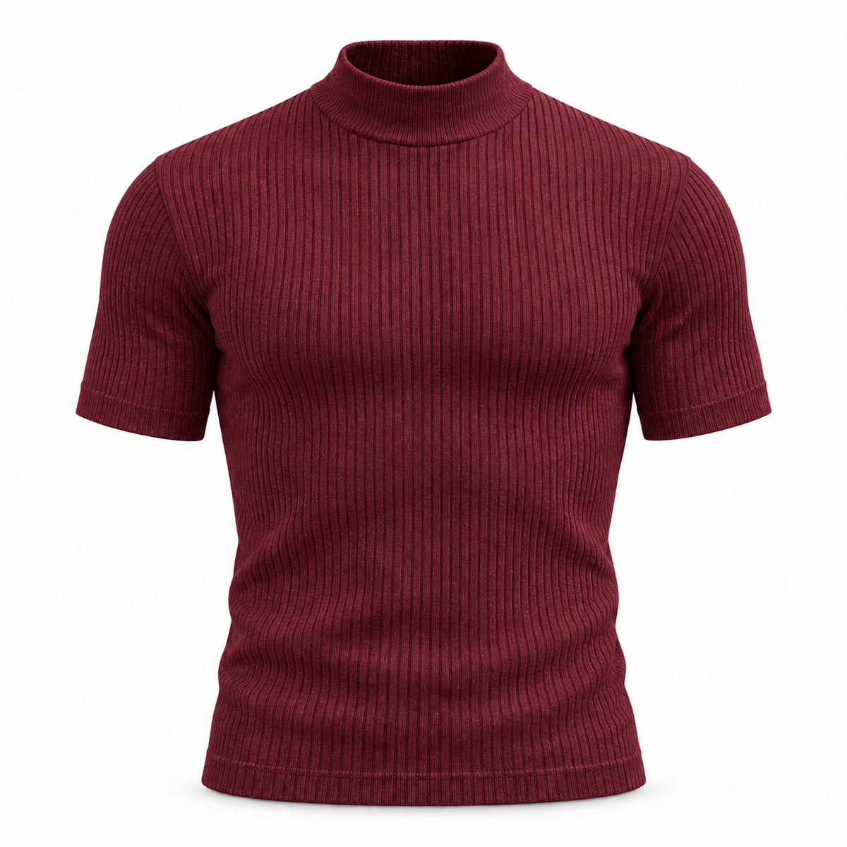 Men's Premium Ribbed Mock Neck T-Shirt