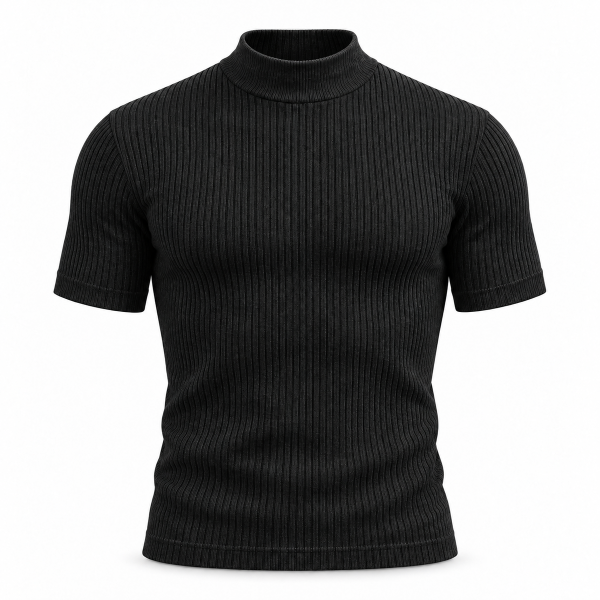 Men's Premium Ribbed Mock Neck T-Shirt