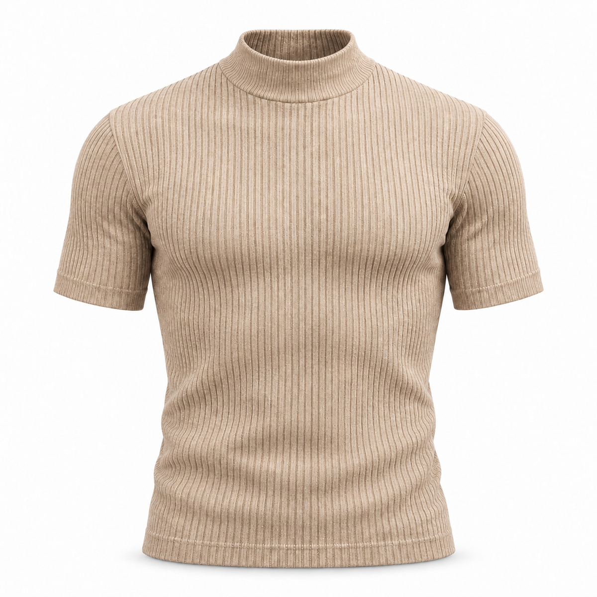 Men's Premium Ribbed Mock Neck T-Shirt