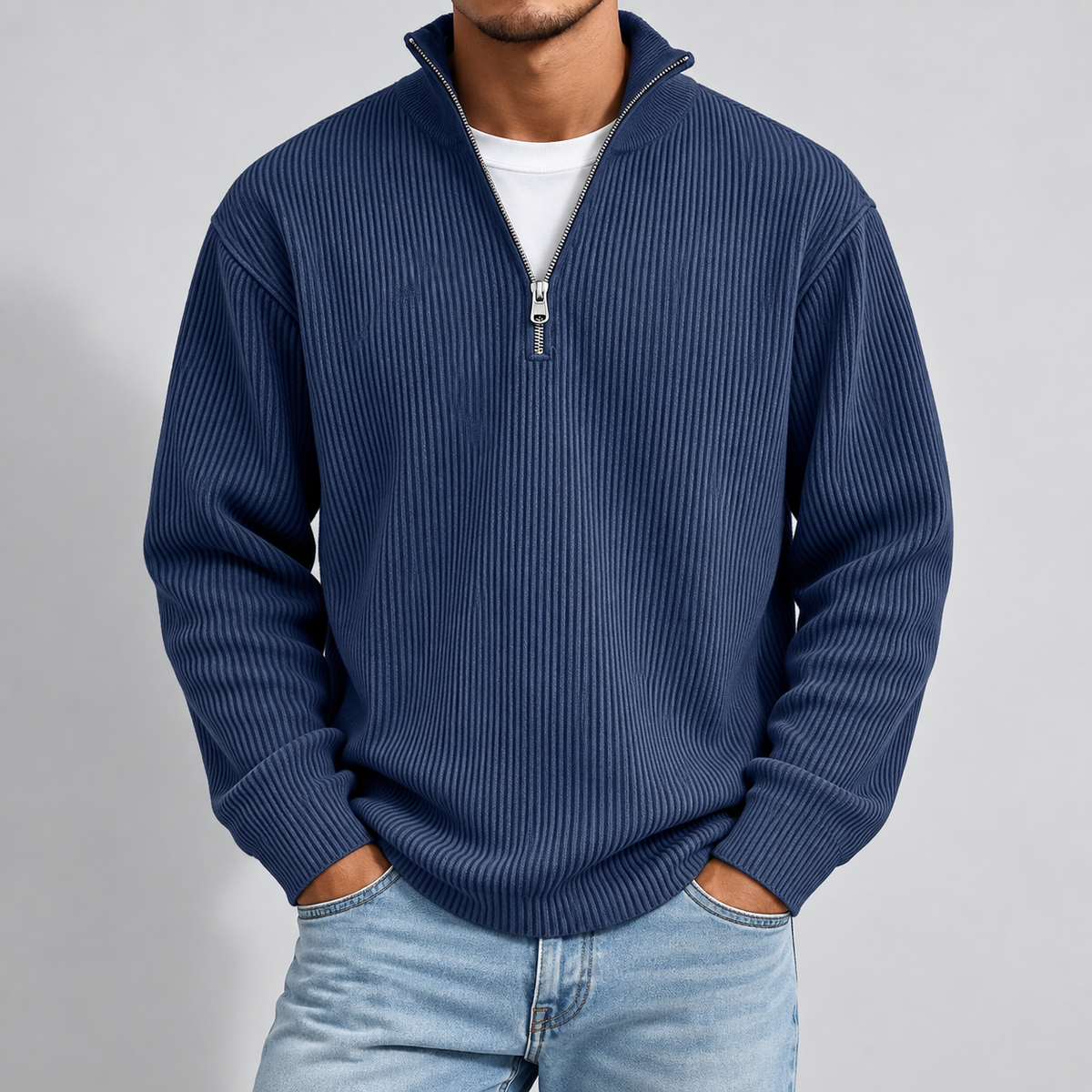 Men's Essential Ribbed Half-Zip Sweater