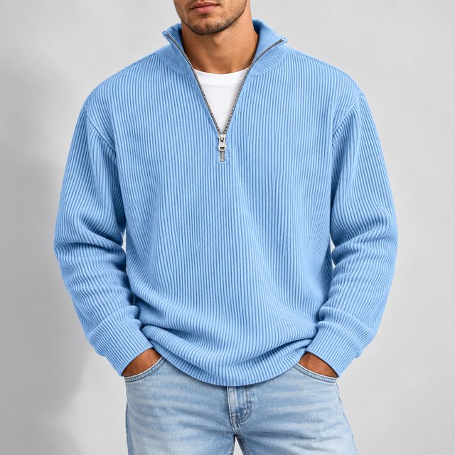 Men's Essential Ribbed Half-Zip Sweater
