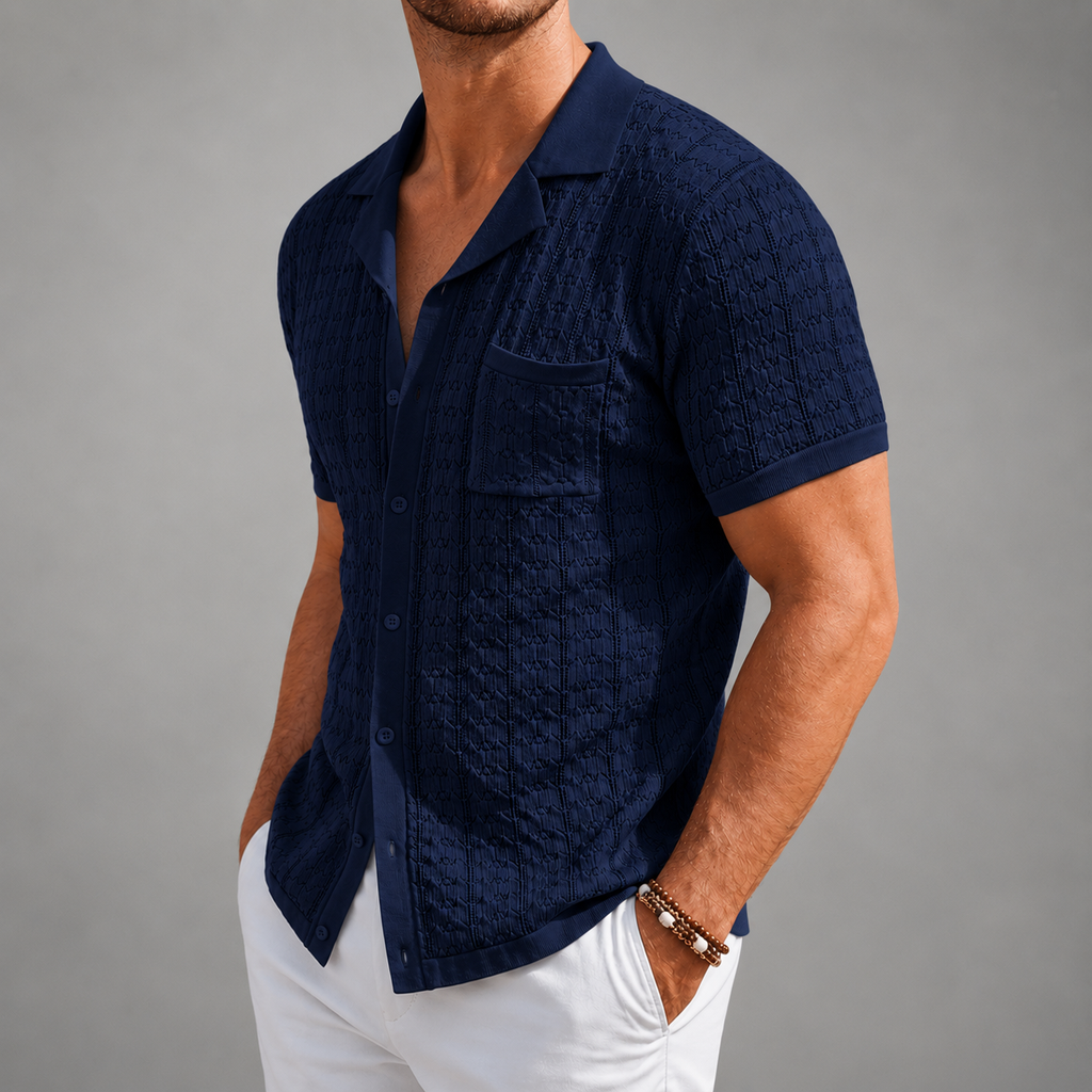 Men’s Riviera Textured Button-Up Knit Polo