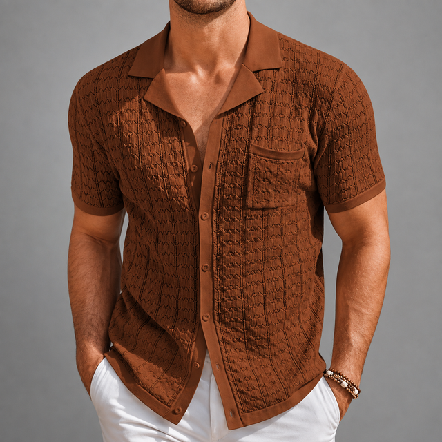 Men’s Riviera Textured Button-Up Knit Polo