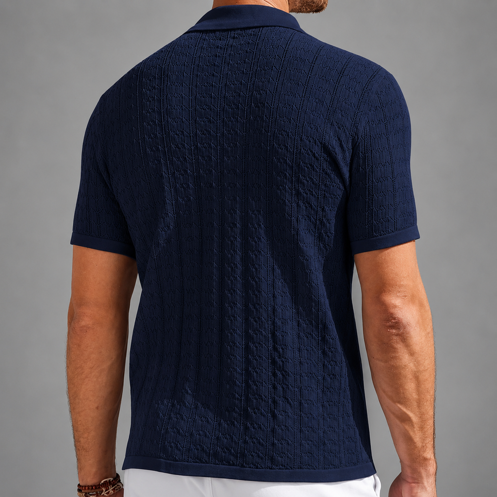 Men’s Riviera Textured Button-Up Knit Polo