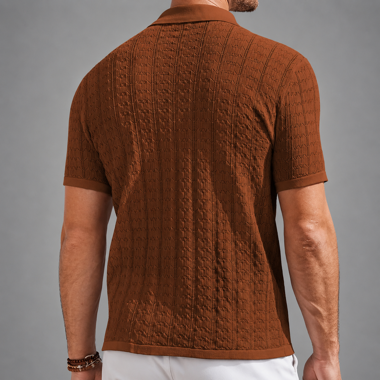 Men’s Riviera Textured Button-Up Knit Polo