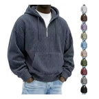 Men's Premium Textured Half-Zip Hoodie – Cozy Relaxed Fit Casual Pullover Sweatshirt