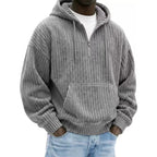 Men's Premium Textured Half-Zip Hoodie – Cozy Relaxed Fit Casual Pullover Sweatshirt