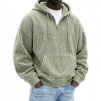 Men's Premium Textured Half-Zip Hoodie – Cozy Relaxed Fit Casual Pullover Sweatshirt