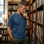 Men's Casual Short Sleeve Mandarin Collar Shirt