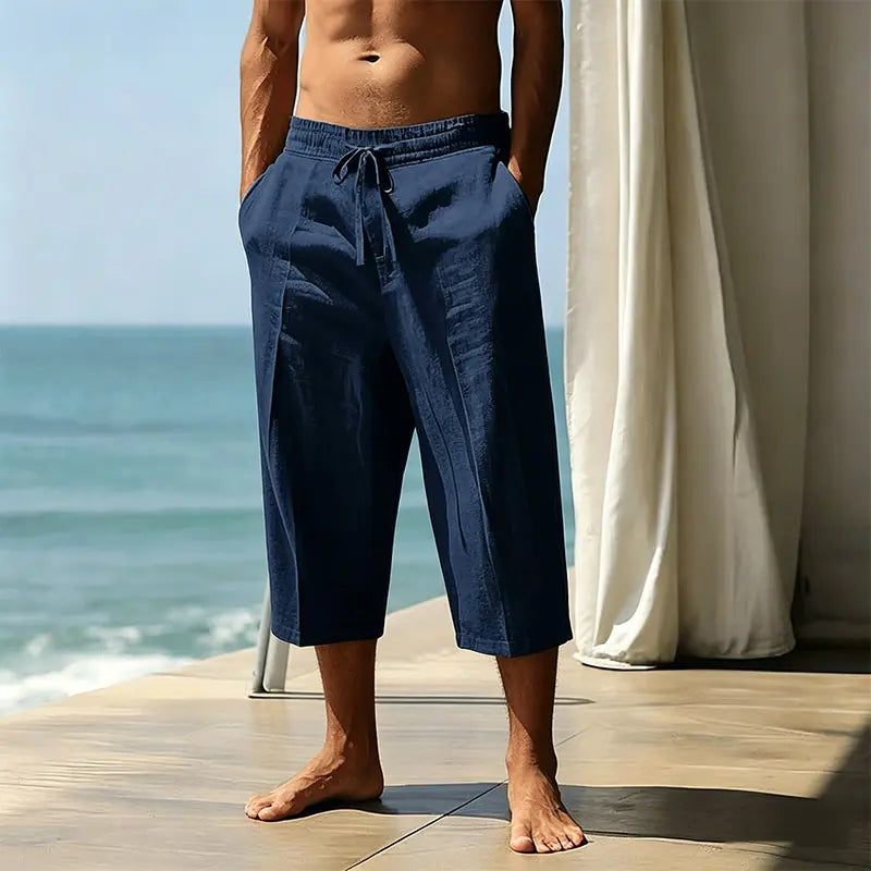 Short mi-long homme en lyocell et lin – Coupe ample, respirant et léger