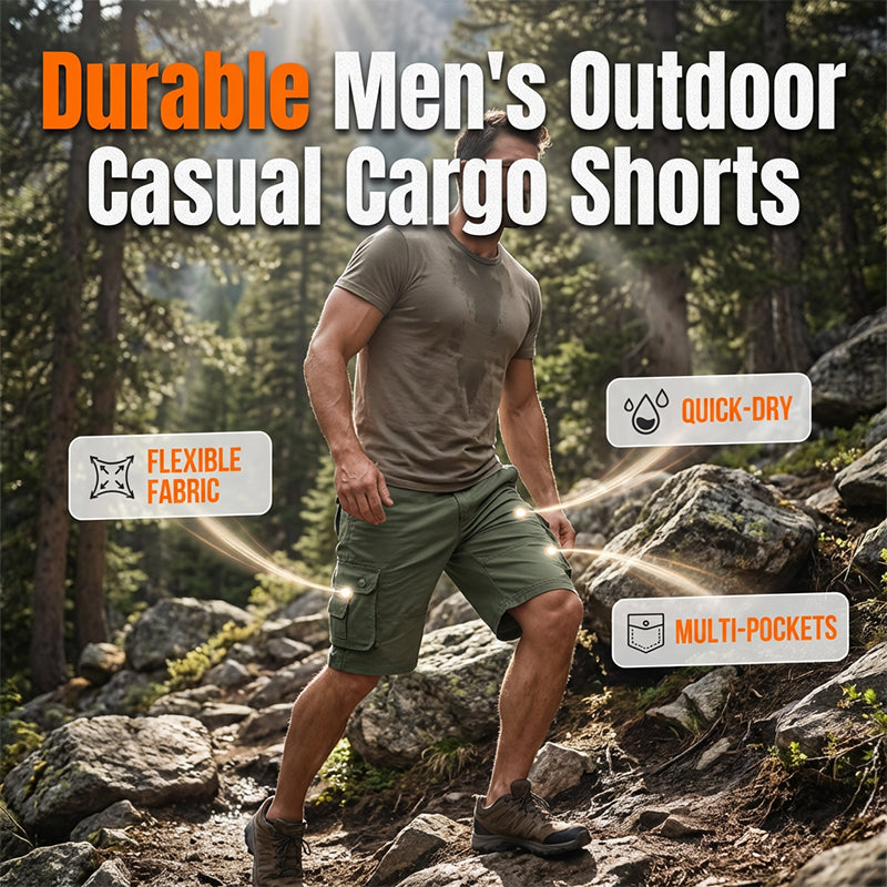 🩳 LIMITED-TIME 50% OFF! 💥 Men's Outdoor Casual Cargo Shorts – Multi-Pocket, Durable Cotton, Relaxed Fit ✨